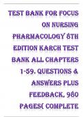 TESTBANK for Focus on Nursing Pharmacology 8th Edition Karch 