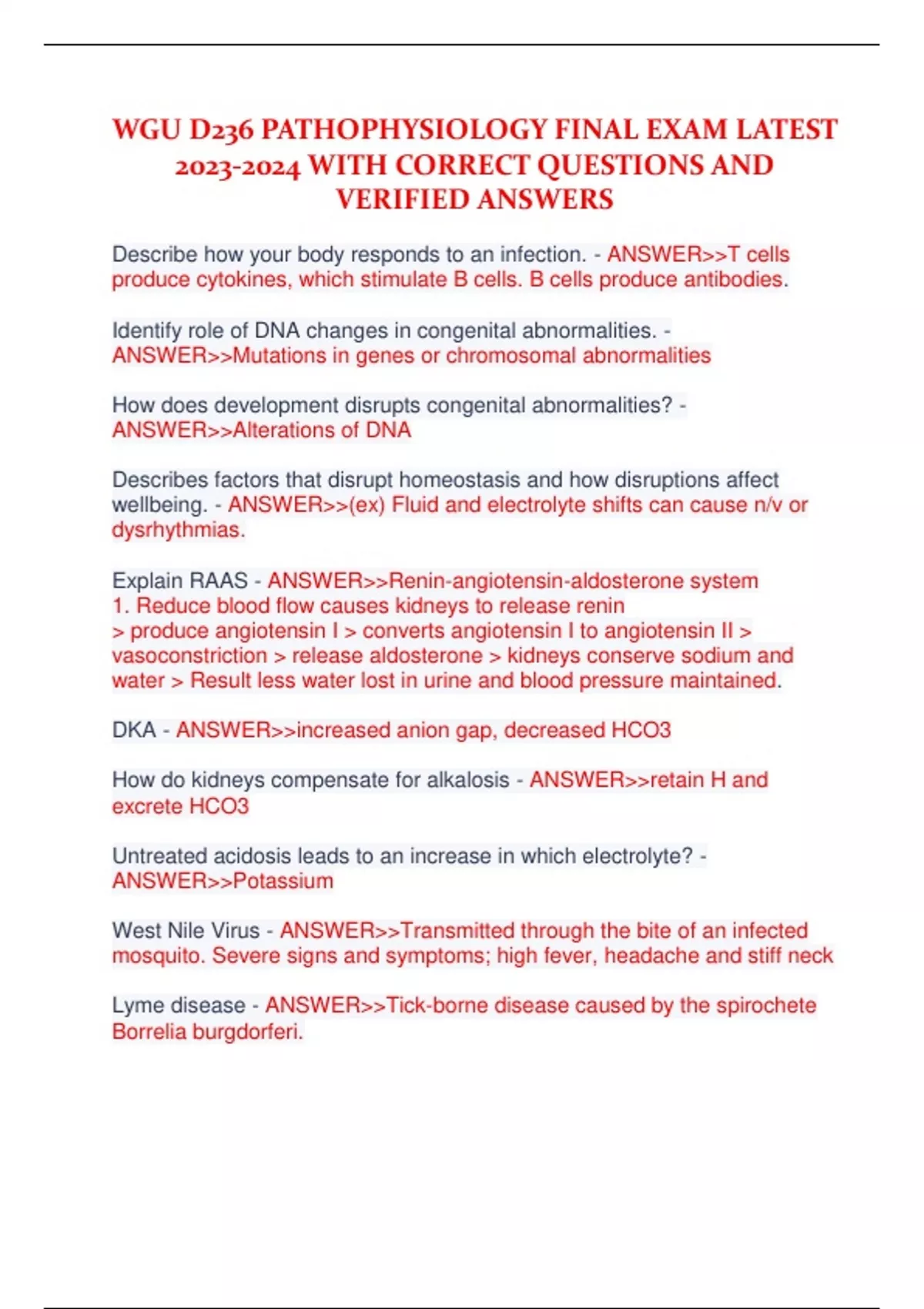WGU D236 PATHOPHYSIOLOGY FINAL EXAM LATEST WITH CORRECT QUESTIONS AND ...