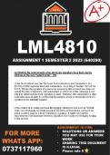 LML4810 Assignment 1 Semester 2 2023 ANSWERS (640290)