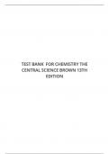 TEST BANK FOR CHEMISTRY THE CENTRAL SCIENCE BROWN 13TH EDITION
