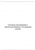 TEST BANK FOR CHEMISTRY A MOLECULAR APPROACH, 1ST CANADIAN EDITION