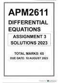 APM2611 ASSIGNMENT 3 SOLUTIONS 2023 UNISA  DIFFERENTIAL EQUATIONS 