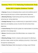 Summary WGU C712 Marketing Fundamentals Study Guide 2023 Complete Solutions Verified