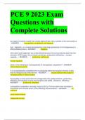 PCE 9 2023 Exam Questions with Complete Solutions 