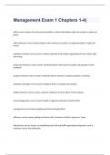 Management Exam 1 Chapters 1 questions and verified correct answers