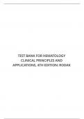 TEST BANK FOR HEMATOLOGY CLINICAL PRINCIPLES AND APPLICATIONS&comma; 4TH EDITION&colon; RODAK