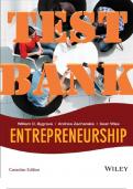 TEST BANK for Entrepreneurship, Canadian Edition 1st Edition by William Bygrave, Andrew Zacharakis and Sean Wise. ISBN 9781119090656. (All 15 Chapters).
