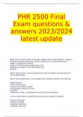 PHR 2500 Final Exam questions & answers 2023&sol;2024 latest update
