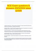 NCE Exam questions & answers 2023/2024 latest update