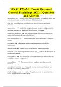 FINAL EXAM : Truett Mcconnell General Psychology AOL-1 Questions and Answers