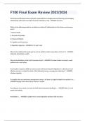 F100 Final Exam Review 2023&sol;2024