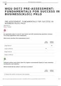 WGU DO72 PRE-ASSESSMENT: FUNDAMENTALS FOR SUCCESS IN BUSINESS(KLO1) PKLO