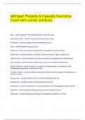 Michigan Property & Casualty Insurance Exam with correct solutions&period;
