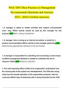 WGU D073 Best Practices in Management  Pre-assessment  questions and answers latest 2023 - 2024 &lbrack;100&percnt; correct answers&rsqb;