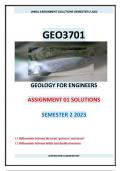 GEO3701-Geology for Engineers Assignment 01 Solutions Semester 2 2023