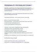 PERSONALITY PSYCHOLOGY EXAM 1&vert;UPDATED&VERIFIED&vert;100&percnt; SOLVED&vert;GUARANTEED SUCCESS