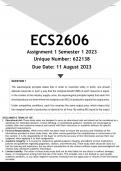 ECS2606 Assignment 1 (ANSWERS) Semester 2 2023 - DISTINCTION GUARANTEED
