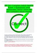 NR 341 Complex Adult Health Exam 1 Questions with Rationales 2023&sol; 2024 NR  341 Complex Adult Health
