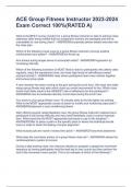 ACE Group Fitness Instructor 2023-2024 Exam Correct 100&percnt;&lpar;RATED A&rpar;