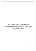 TEST BANK FOR ESSENTIALS OF SONOGRAPHY AND PATIENT CARE&comma; 2ND EDITION&colon; CRAIG
