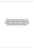 TEST BANK FOR ESSENTIALS OF NURSING RESEARCH APPRAISING EVIDENCE FOR NURSING PRACTICE EIGHTH 8TH EDITION DENISE F POLIT
