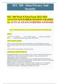 SEC 360 Week 8 Final Exam 2023-2024 AUGUST-NOVEMBER SESSION GRADED A+ ACTUAL EXAM |VERIFIED ANSWERS