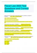 Fiscal Law 2023 Test Questions and Correct Answers