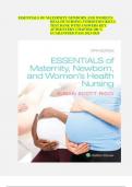 ESSENTIALS OF MATERNITY NEWBORN AND WOMEN'S HEALTH NURSING 5TH EDITION RICCI TEST BANK WITH ANSWERS KEY AFTER EVERY CHAPTER 100 % GUARANTEED PASS 2023-2024
