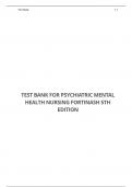 TEST BANK FOR PSYCHIATRIC MENTAL HEALTH NURSING FORTINASH 5TH EDITION