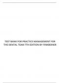 TEST BANK FOR PRACTICE MANAGEMENT FOR THE DENTAL TEAM 7TH EDITION BY FINKBEINER