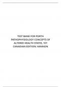 TEST BANK FOR PORTH PATHOPHYSIOLOGY CONCEPTS OF ALTERED HEALTH STATES&comma; 1ST CANADIAN EDITION&colon; HANNON