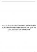 TEST BANK FOR LEADERSHIP AND MANAGEMENT FOR NURSES CORE COMPETENCIES FOR QUALITY CARE, 2ND EDITION: FINKELMAN