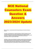 NCE National Counselors Exam Question & Answers 2023/2024 