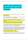 BACE 2023-2024 Exam Questions and Correct Answers 