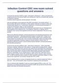 Infection Control CDC new exam solved questions and answers