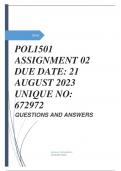 POL1501 ASSIGNMENT 02 DUE DATE: 21 AUGUST 2023 UNIQUE NO: 672972