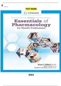 Test Bank - Essentials of Pharmacology for Health Professions 9th Edition by Bruce Colbert, Adam James & Elizabeth Katrancha - Complete, Elaborated and Latest Test Bank. ALL Chapters(1-27) Included and Updated for 2023.