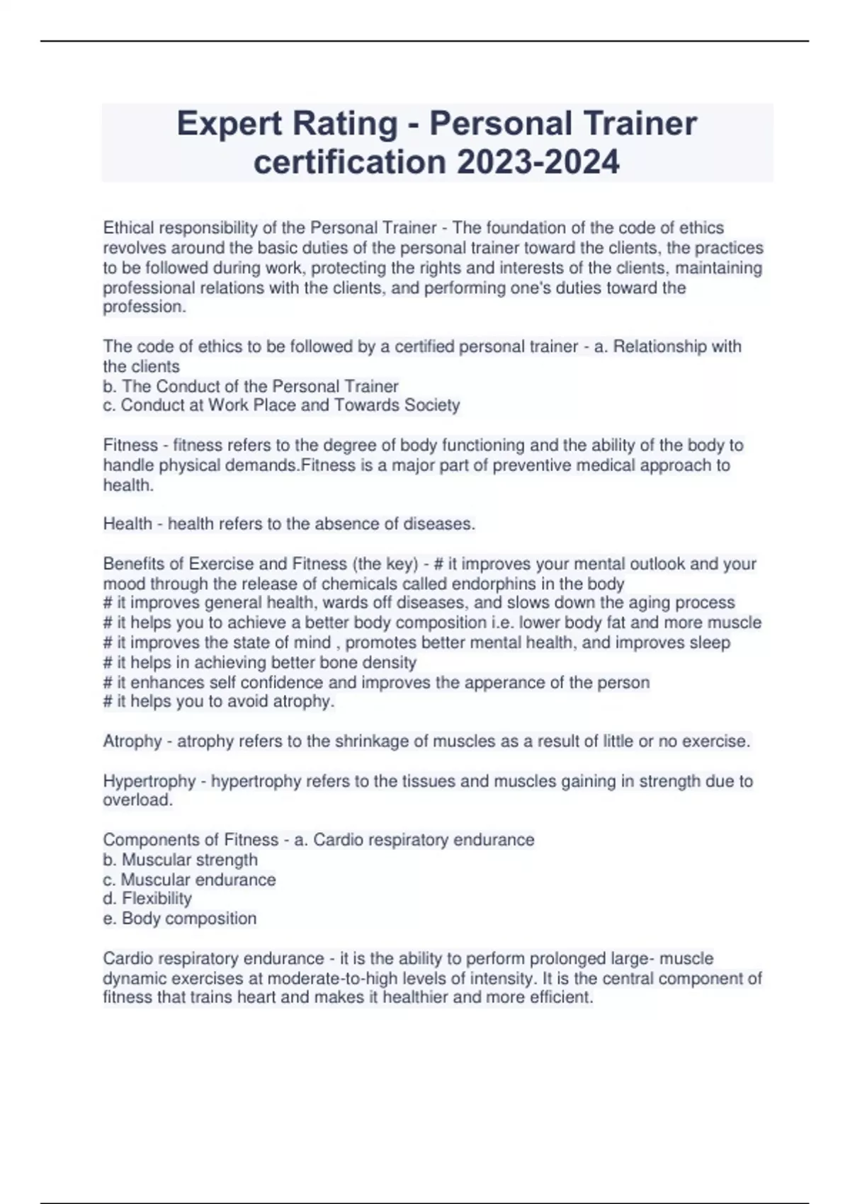 Expert Rating Personal Trainer certification Expert Rating