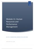 BUSI 7146 Class Notes and Assignment - MODULE 11: HUMAN RESOURCES AND PERFORMANCE MANAGEMENT