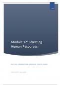 BUSI 7146 Class Notes and Assignment - MODULE 12: SELECTING HUMAN RESOURCES