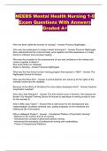 NEEBS Mental Health Nursing 1-9 Exam Questions With Answers Graded A&plus;
