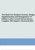 Test Bank For Database Systems, Design, Implementation and Management 13th Edition Carlos Coronel Steven morris | Complete (2023-2024)