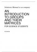 Solution Manual For An Introduction to Groups and their Matrices for Science Students 1st Edition by Robert Kolenkow (All Chapters, 100% Original Verified, A+ Grade)