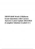 NRNP 6640 Week 6 Midterm Exam Questions With Answers - Latest Update 2023/2024 | 100% Correct 