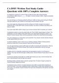 CA DMV Written Test Study Guide Questions with 100&percnt; Complete Answers 