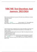 NRCME Test Questions And Answers  2023/2024