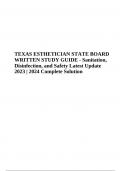 TEXAS ESTHETICIAN STATE BOARD Exam Questions With Correct Answers | Latest Update 2023/2024  (VERIFIED)