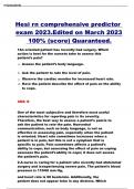 Hesi rn comprehensive predictor exam 2023 edited on march 2023 100 score quaranteed