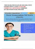 NGN NCLEX RN 2024 Test bank (NEXT GENERATION) LATEST OVER 1600 CORRECTLY QUESTIONS |VERIFIED |GUARANTEED PASS| UPDATED