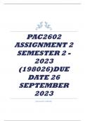 PAC2602 ASSIGNMENT 2 SEMESTER 2 - 2023 (198026) DUE DATE 26 SEPTEMBER 2023